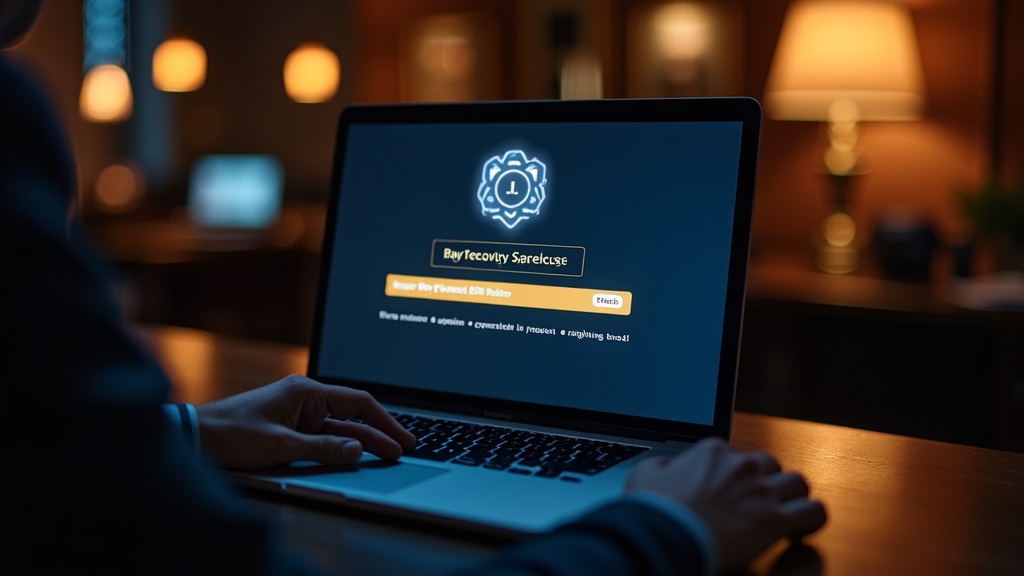 Password reset email glowing on a laptop in a dark casino-themed room