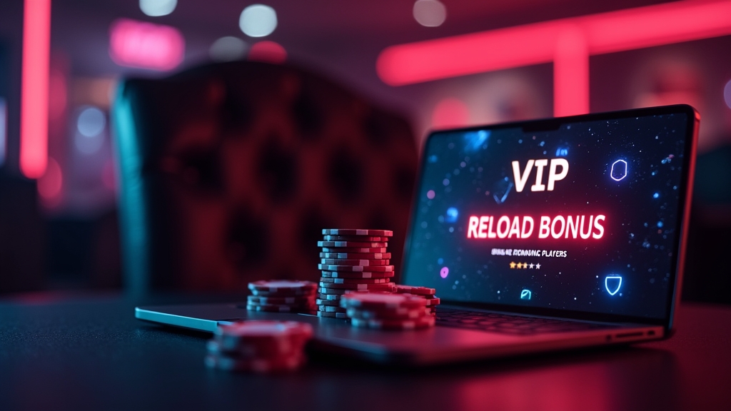 VIP casino lounge with reload bonus message for returning players