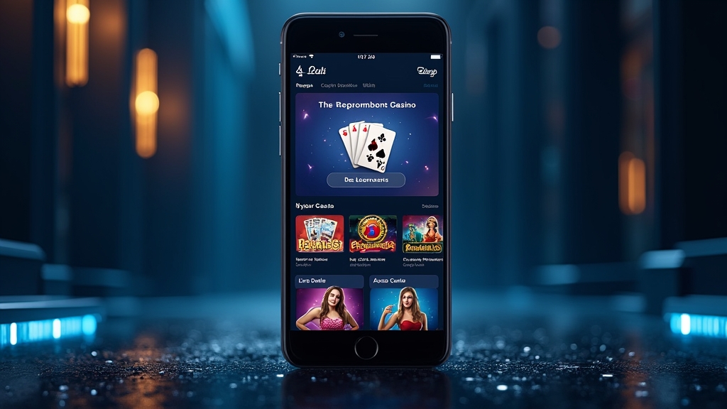 Mobile casino app lobby with game tiles and account tools on a smartphone